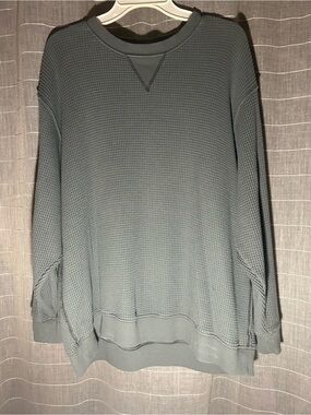 aerie Women's Waffle Crewneck Sweater - Slate Gray